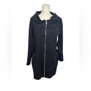 COMFY USA Black Tunic Jacket Boxy  Full Zip Artsy Lagenlook Size M